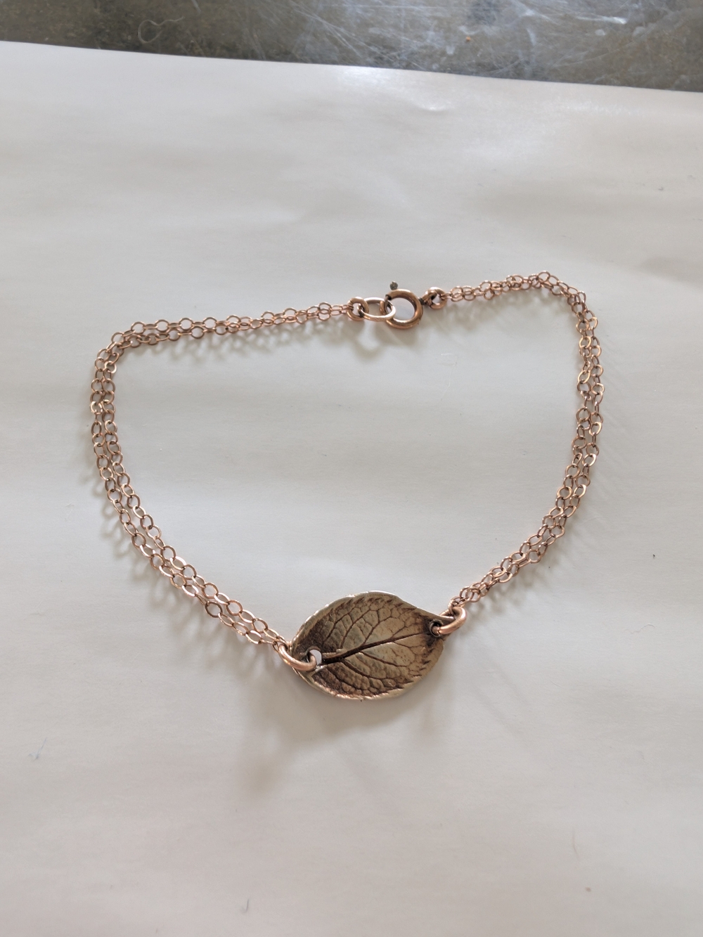 Rose Gold Vermeil Leaf Bracelet